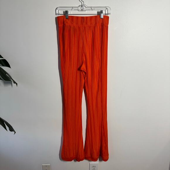 Free People Movement Pant Women S Orange Crinkle Pullon Flair Boho Athleisure - Picture 6 of 10